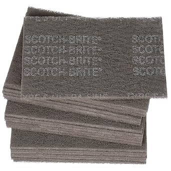 3M Scotch-Brite Ultra Fine Grade 07448 Hand Pad, Case of 20, 6 in x 9 in Hand Pads, Nonwoven Silicon Carbide, Surface Preparation, Scuffing, and Cleaning, Gray Pack of 20