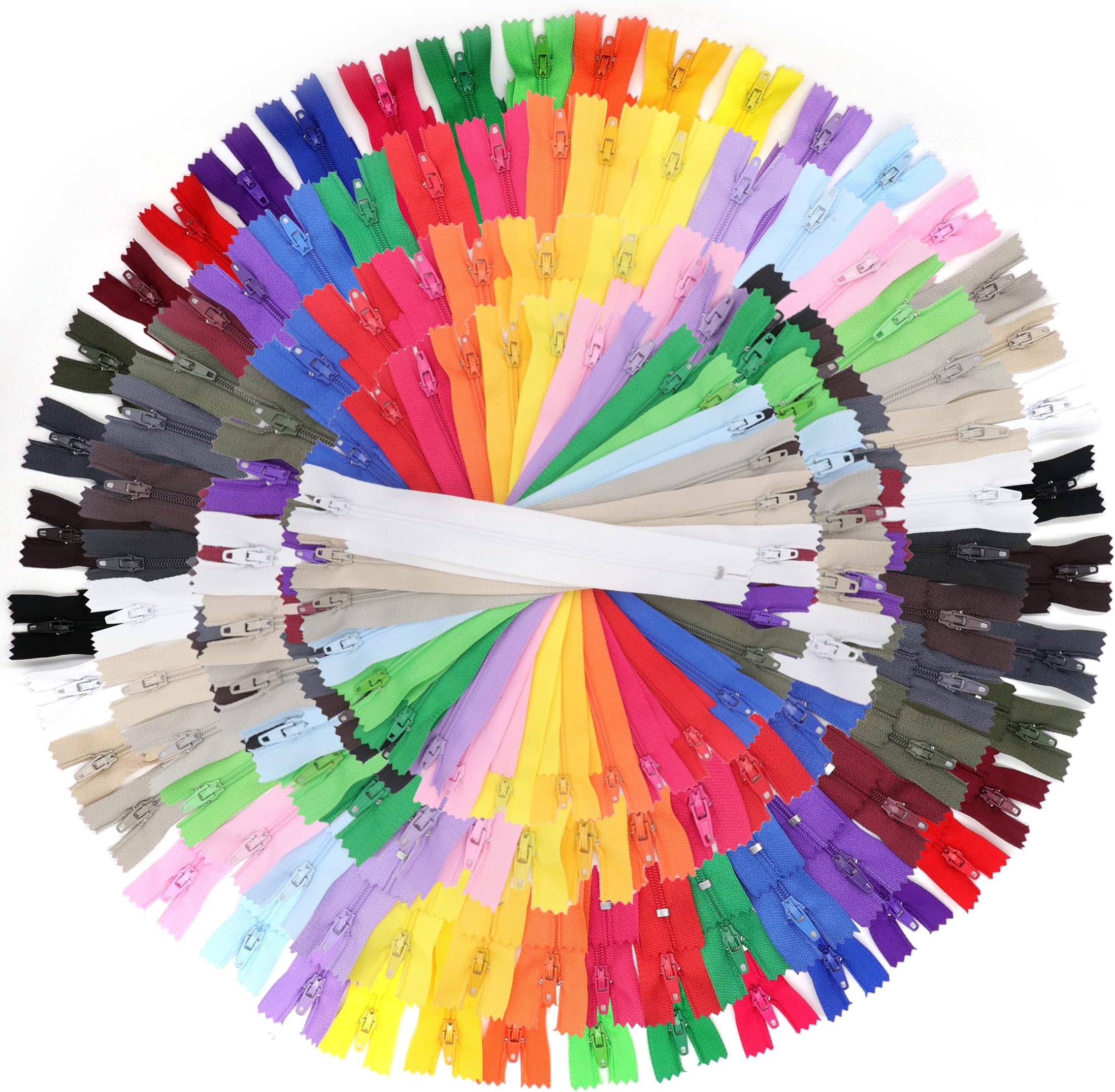 YAKA 80pcs 7 Inches 9 Inches 12 Inches 16 Inches Mixed Nylon Coil Zippers Colorful Sewing Zippers for Tailor Sewing Crafts, 20 Colors