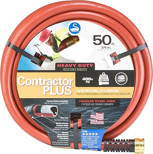Miniatura 8 de Swan Products SNCG58050 CONTRACTOR+ Manguera de agua de arcilla para servicio comercial con acoplamientos a prueba de aplastamiento 50 pies x 58