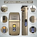 Hatteker Professional Hair Clipper Electric Razor Foil Shavers for Men Body Nose Ear Hair Grooming Kit with Triple Blades Cordless Waterproof