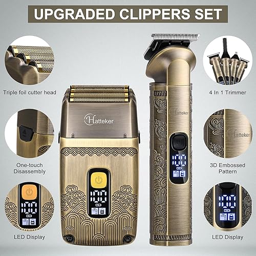 Miniatura 3 de Hatteker Cortapelos Profesional Maquinilla de Afeitar Eléctrica Afeitadoras de Lámina para Hombres Cuerpo Nariz Oreja Kit de Aseo de Cabello con