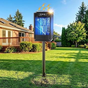 Solar Bug Zapper Outdoor, 4200V Mosquito Zapper, 5000mAh, Smart Sensor Mode