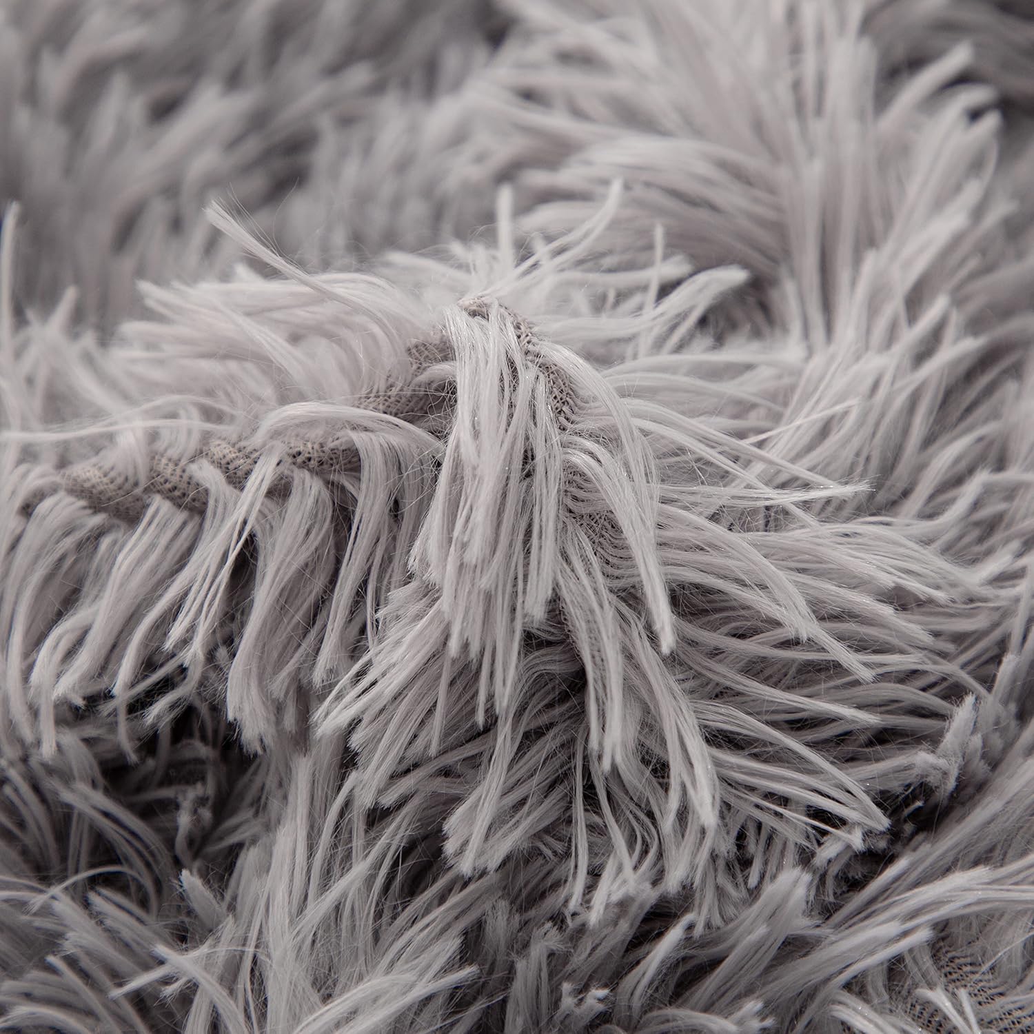 MOOWOO 2pc Faux Fur Pillowcases,Sherpa Plush Fluffy Fuzzy Pillow Cover, No Inside Filler, Zipper Closure Home Bedroom Living Room Decorative Throw Cover for Couch Sofa (Gray, 2 Pillow Cases 20"x30") - Image 5