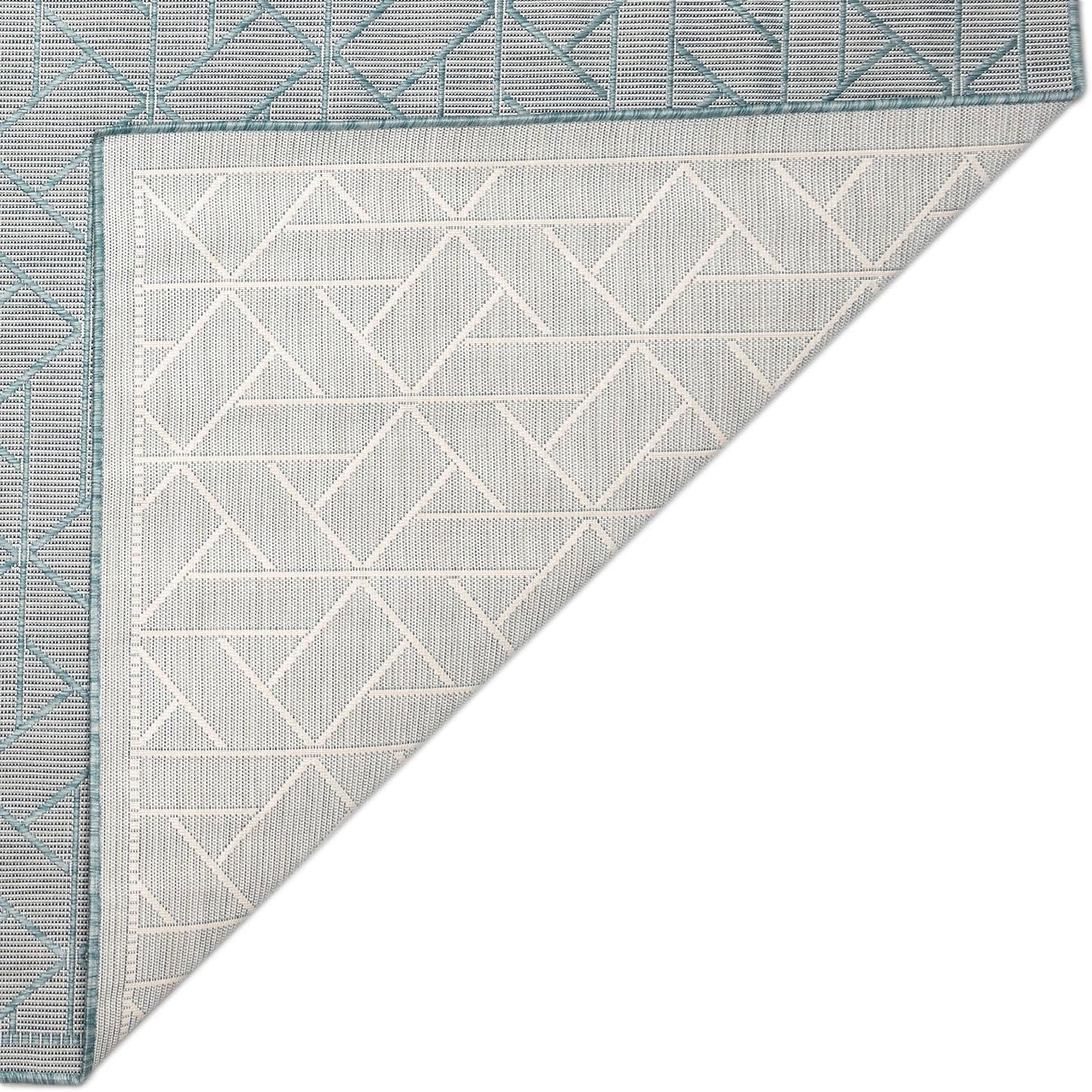 Liora Manne Carmel Indoor/Outdoor Power Loomed Synthetic Blend Low Profile Area Rug - Contemporary Geometric Global Decorative (Pyramid Aqua) (7'10" x 9'10")
