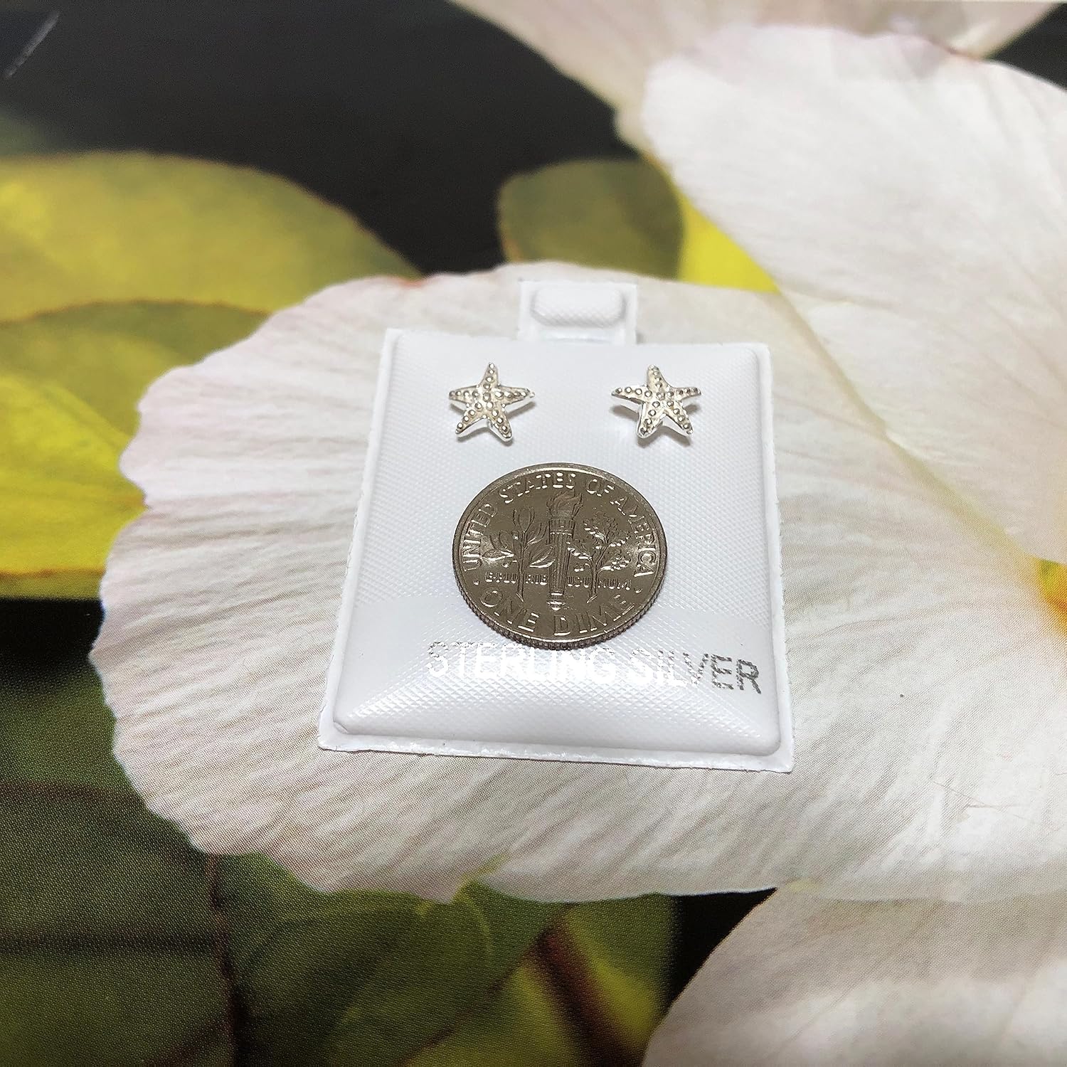 Cute Small Hawaiian Starfish Earring, Sterling Silver Star Fish Stud Post Earring, E8144 Birthday Mom Wife Girl Gift