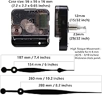 Vista 2 de TIKROUND Mecanismos de movimiento de reloj de pared de cuarzo DIY con pilas de repuesto, piezas de reparación con 260 mm/ 10.2 pulgadas de largo