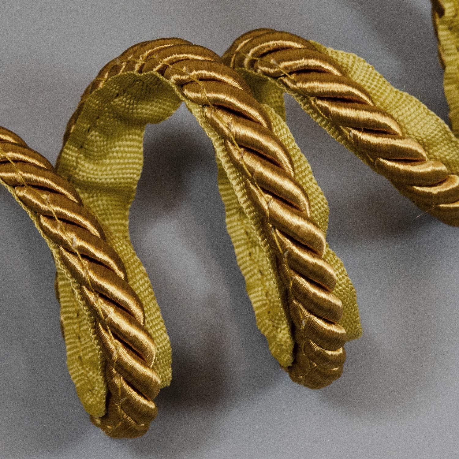 Trims by the Yard Emmerson 1/4" Twisted Lip Cord Trim, Versatile Trim for DIY Crafts, Picture Frames, Home Decor, and Fashion Items, 20-Yard Cut, Gold