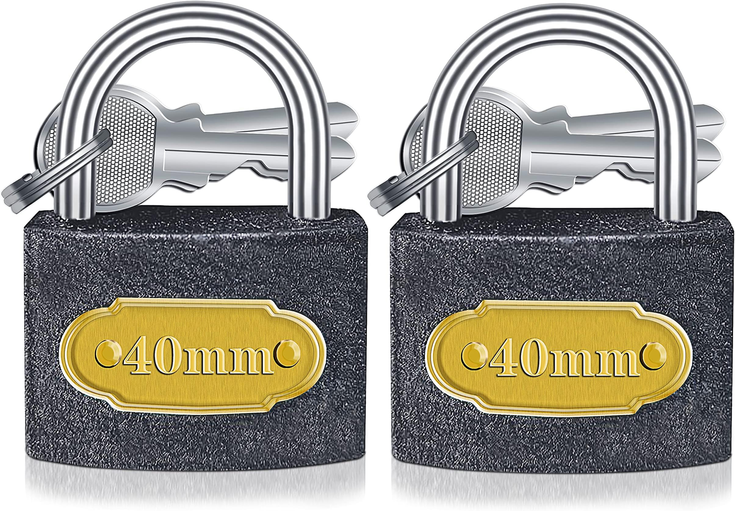 SOL 2pk Padlocks with Keys Outdoor - Heavy Duty Padlock for Shed 40mm
