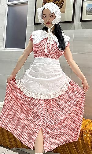 Miniatura 4 de Sombrero de sol Mob Cap Victorian Pioneer Prairie Bonnet Colonial Headwear Chal Wrap Stole Delantal Disfraz