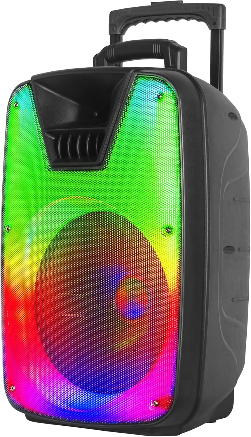 IQ Sound IQ-7812DJBT 12-inch Portable Bluetooth Speaker with True Wireless Stereo, LED Light Show, Bluetooth 5.0, Built-in Port, Carry Handle, 40W Power - 12" Woofer, 1.5" Tweeter, 2Hrs Play Time