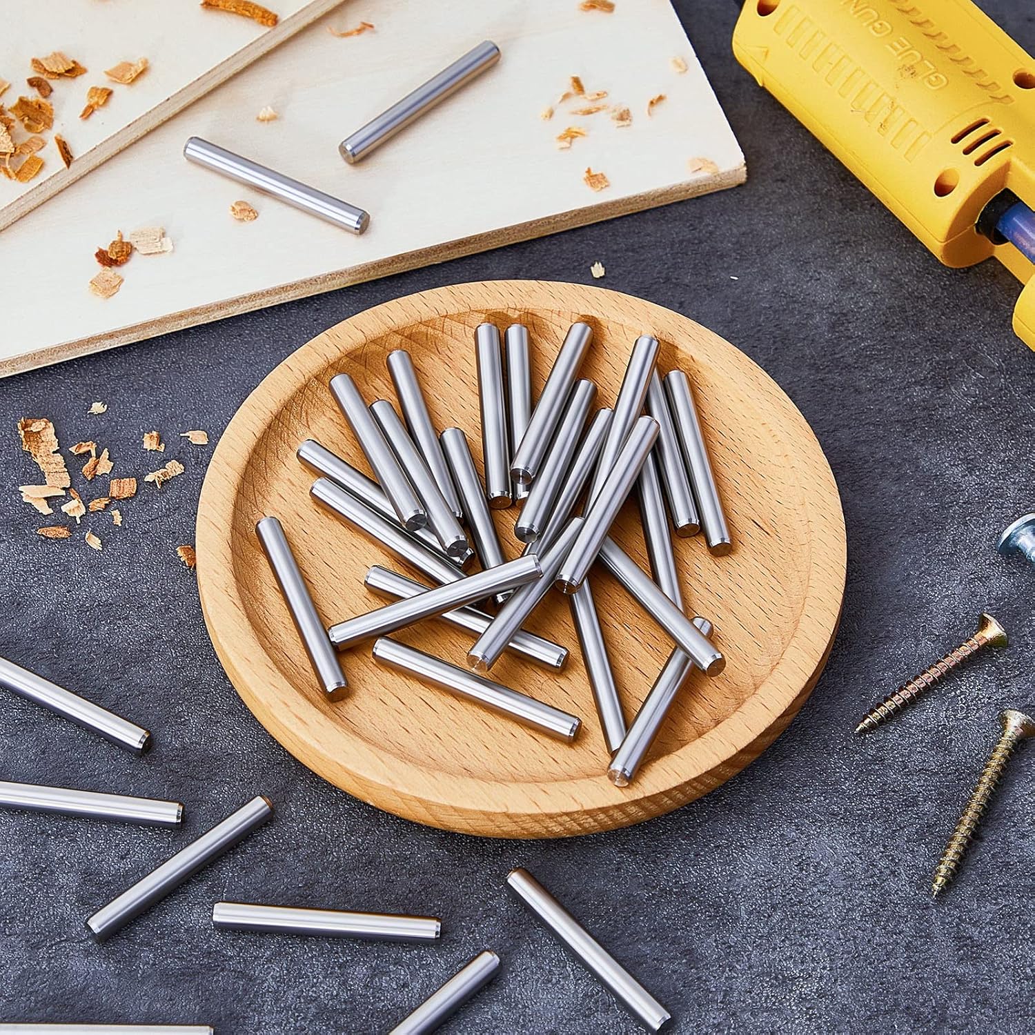 5 mm x 40 mm Stainless Steel Shelf Dowel Pin Shelf Support Pegs Positioning Pins Metal Bookshelf Nail Support Bracket Nails for DIY Craft Cabinet Furniture Fixing Parts Positioning(64 Pcs)