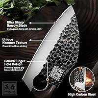 Vista 17 de ENOKING Cuchillo vikingo para carne de 6.1 pulgadas con funda, cuchillo para cortar carne, cuchillos de chef japoneses para el hogar, cocina
