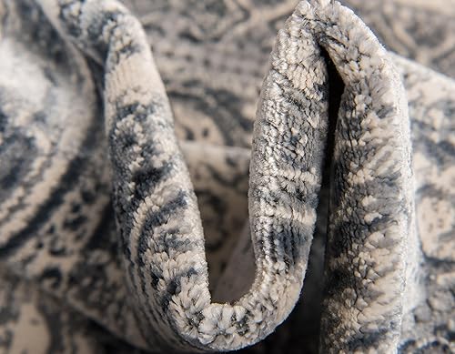 Miniatura 9 de Unique Loom Chateau Collection - Alfombra de área Wilson (rectángulo de 5 pies 1 pulgada x 8 pies, azul oscurogris)