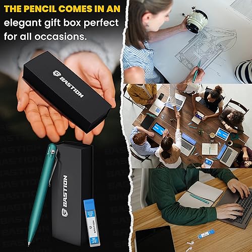 Miniatura 6 de BASTION Lápiz mecánico de alta calidad, profesional y ligero, lápiz de espuma de mar de aluminio de punta media para regalo de cumpleaños, dibujo y