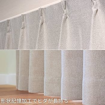 Amazon｜カーテン研究所≪二級遮光リネン風ナチュラル厚地