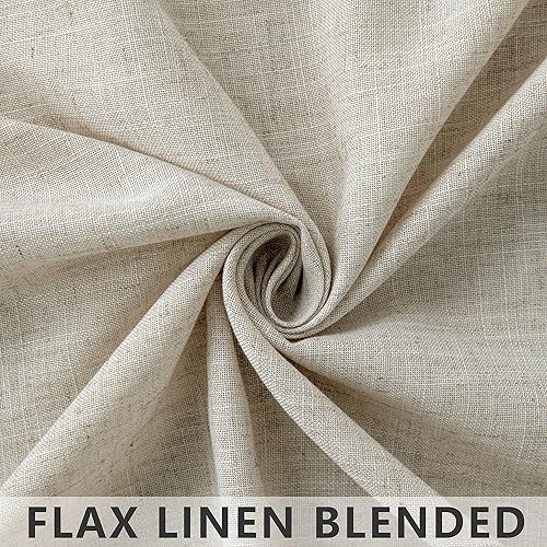 Miniatura 6 de Cortinas largas de lino transparentes de lino de 120 pulgadas de largo para comedor, 2 paneles con bolsillo para barra, cortinas texturizadas de