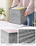 SONGMICS Storage Cubes, 28 cm Non-Woven Fabric Bins with Double Handles, Set of 6, Closet Organizers for Shelves, Foldable, for Clothes, Dove Gray UROB26LG
