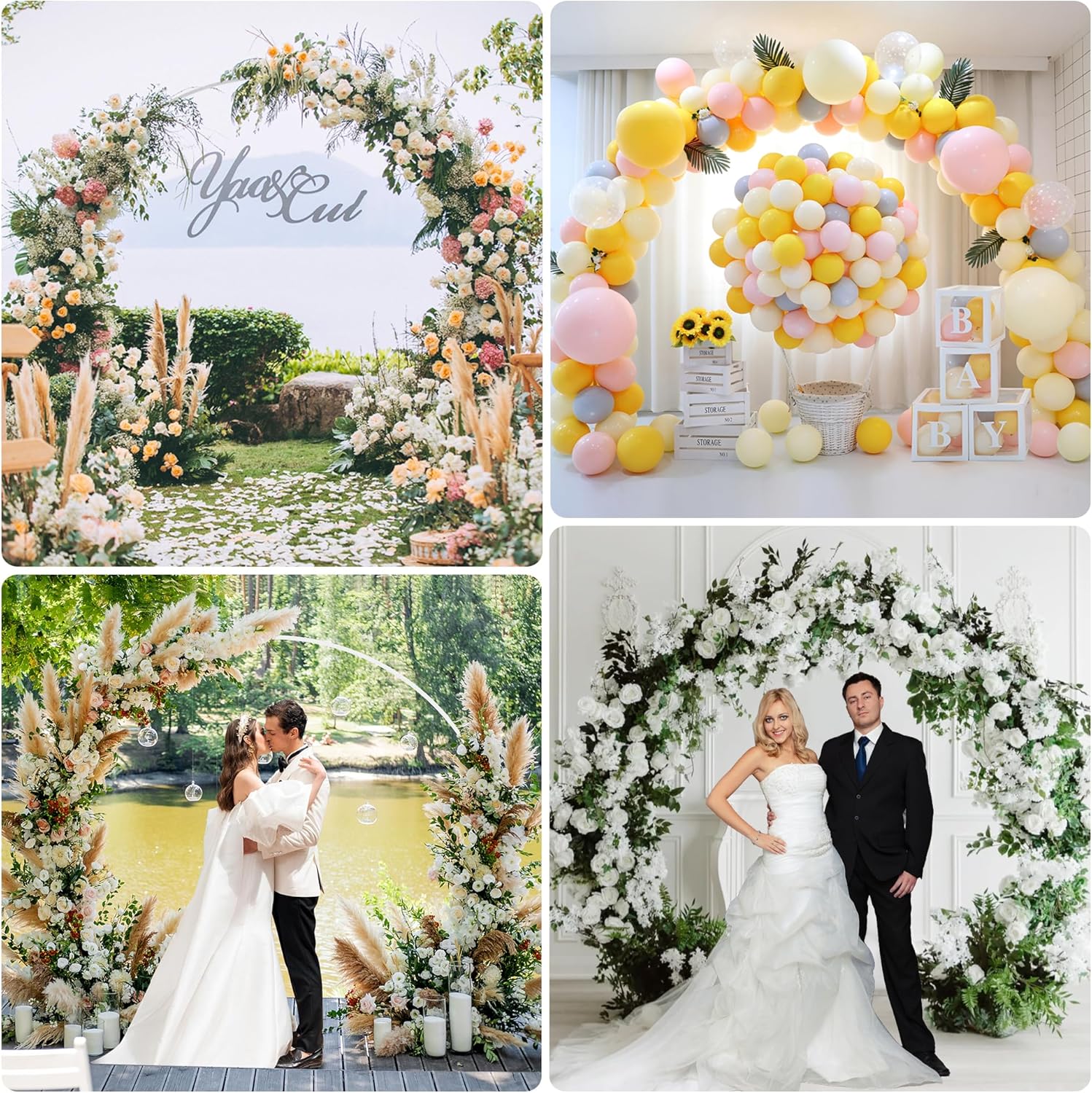 Wokceer Wedding Arch 7.2FT Round Backdrop Stand Metal Circle Backdrop Stand Circle Balloon Arch Stand Frame for Birthday Party Bridal Shower Anniversary Ceremony Candy Tables Celebration