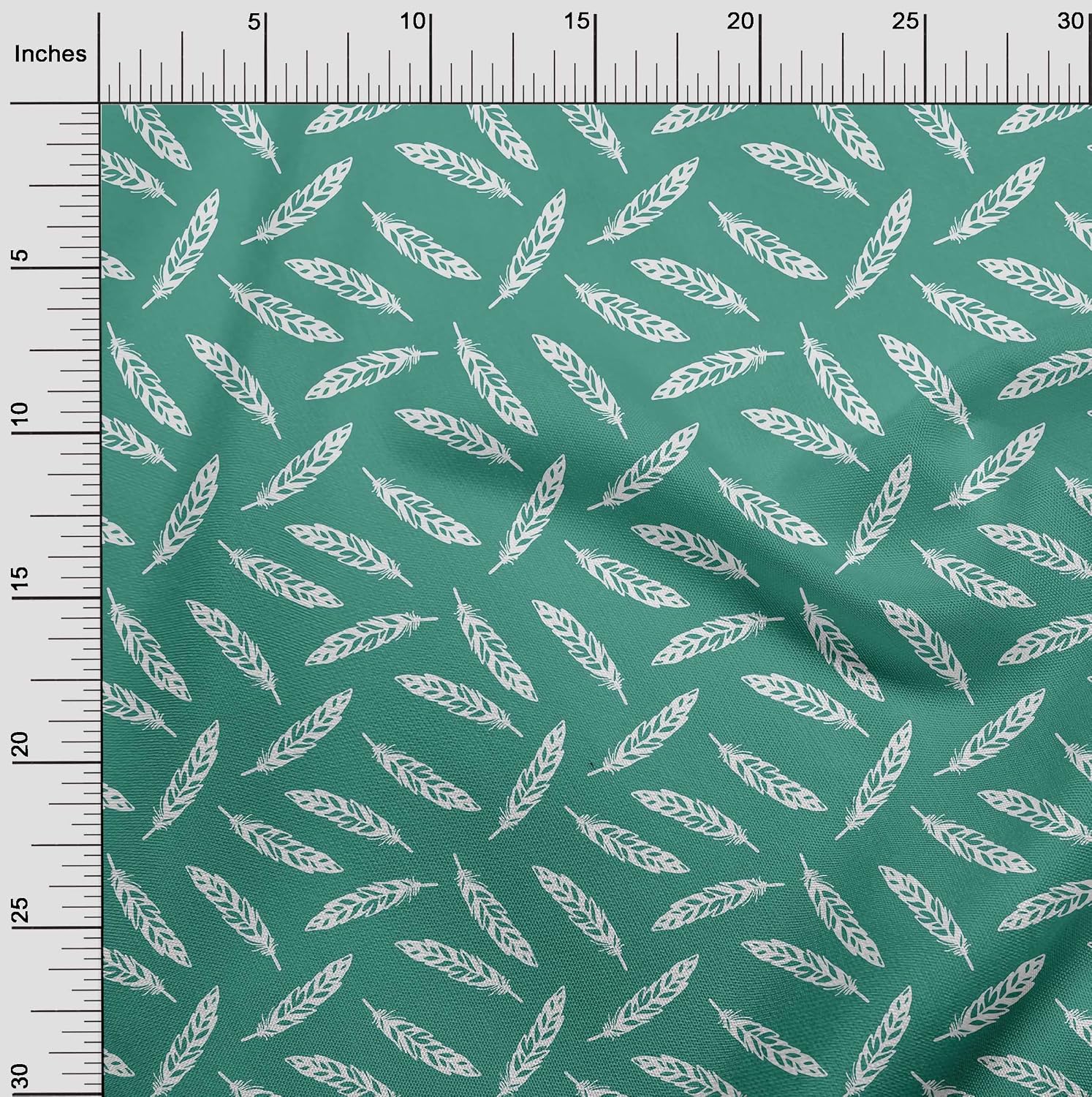 oneOone Viscose Chiffon Sea Green Fabric Feathers Sewing Craft Projects Fabric Prints By Yard 42 Inch Wide