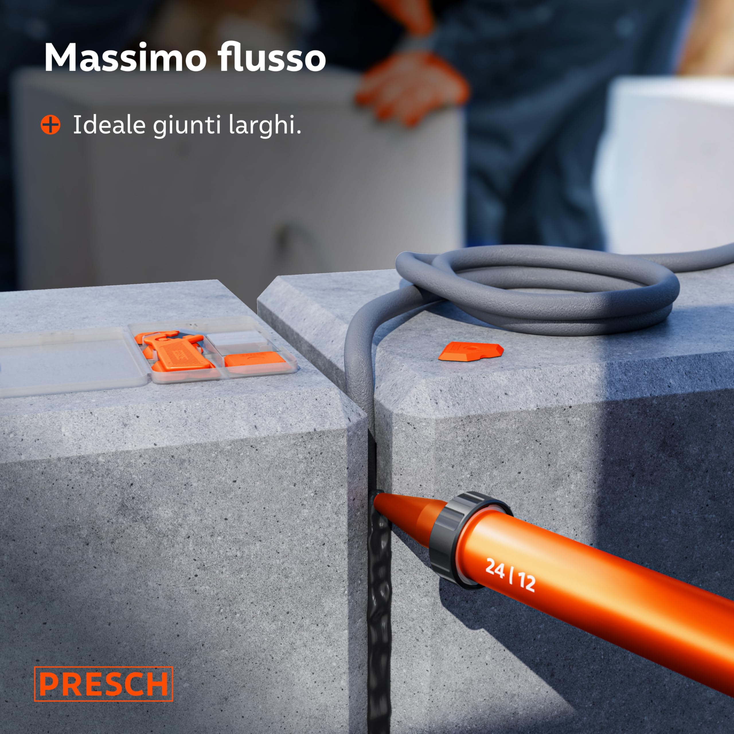 Presch Pistola Silicone 600ml con 2 ugelli – Rapporto 24:1 & 12:1 per sigillanti e adesivi (acrilico) – Pistola per sacchetti girevole 360° con impugnatura antiscivolo