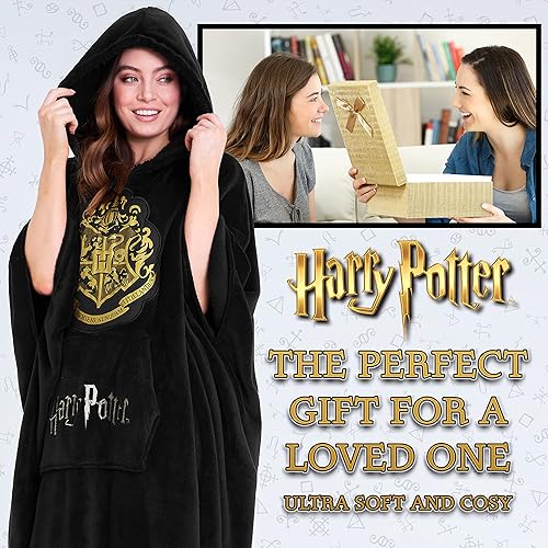 Miniatura 10 de Harry Potter Manta de gran tamaño con capucha para mujeres, hombres y adolescentes, manta de forro polar