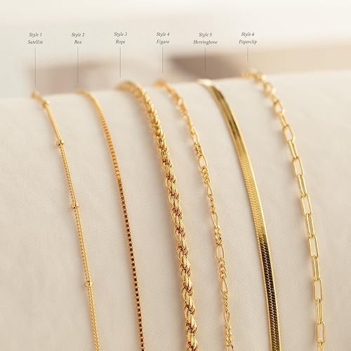 Miniatura 6 de Gold Bracelets for Women, 14K Gold Layered Bracelets Set Dainty Herringbone Chain Paperclip Link Bracelets Gold Cuban Bracelets for Women