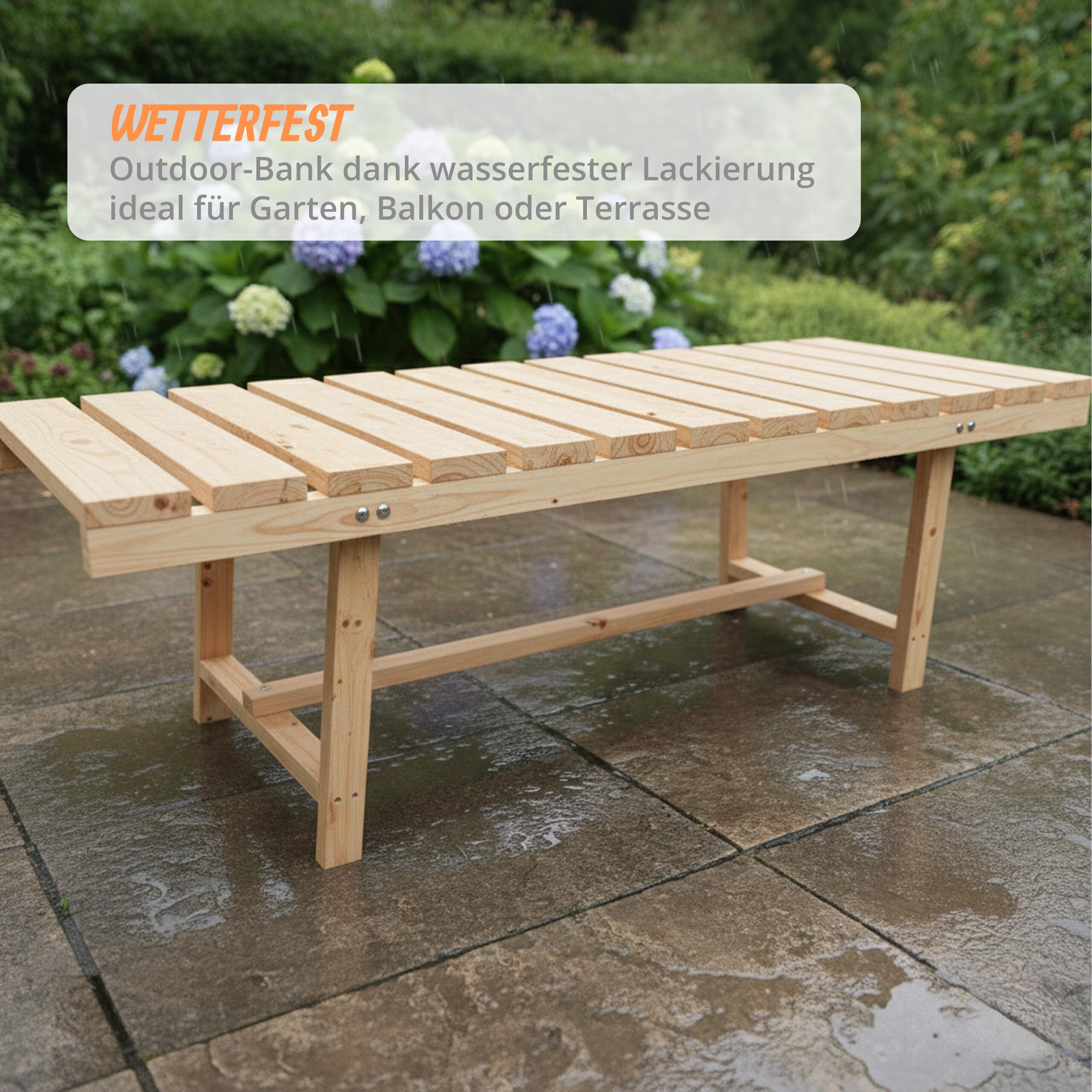 Relaxdays Gartenbank, 2-Sitzer, Terrasse, Balkon, ohne Lehne, Natur