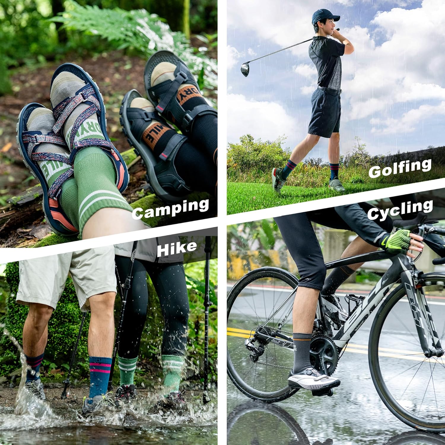 DRYMILE Slim Waterproof Socks, Soft Charcoal Yarn, Optimized Breathability & Odor Control, All-Season Outdoor Activities-Crew