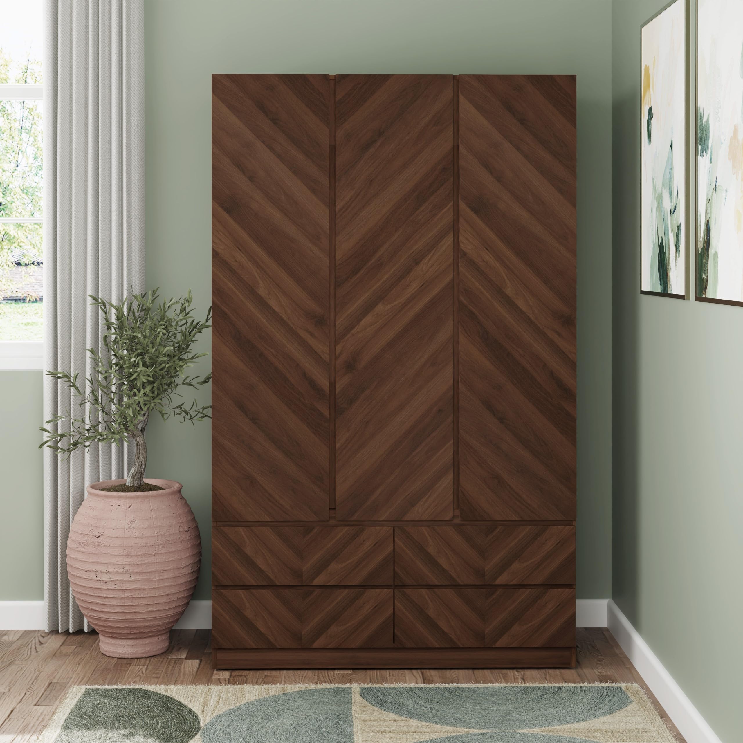 Gfw Catania 3 Door 4 Drawer Wardrobe - Royal Walnut