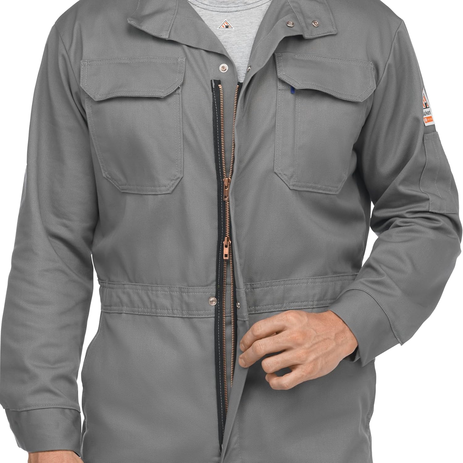Bulwark FR mens Flame Resistant 9 Oz Twill Cotton Premium Concealed Snap Coverall - Image 6