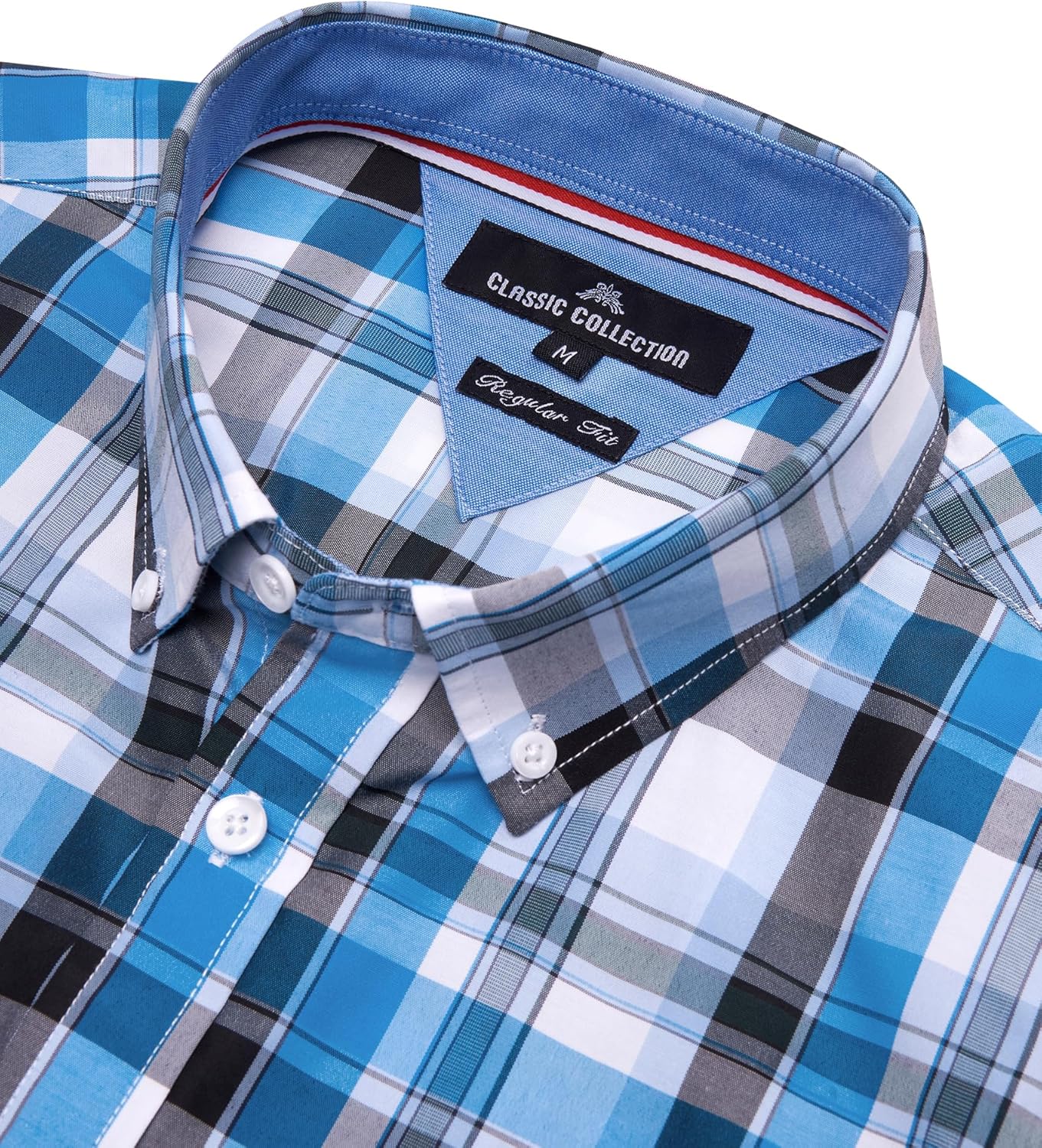 Alimens & Gentle Mens Plaid Short Sleeve Button Down Shirts Cotton Regular Fit Casual Gingham Shirts - Image 2