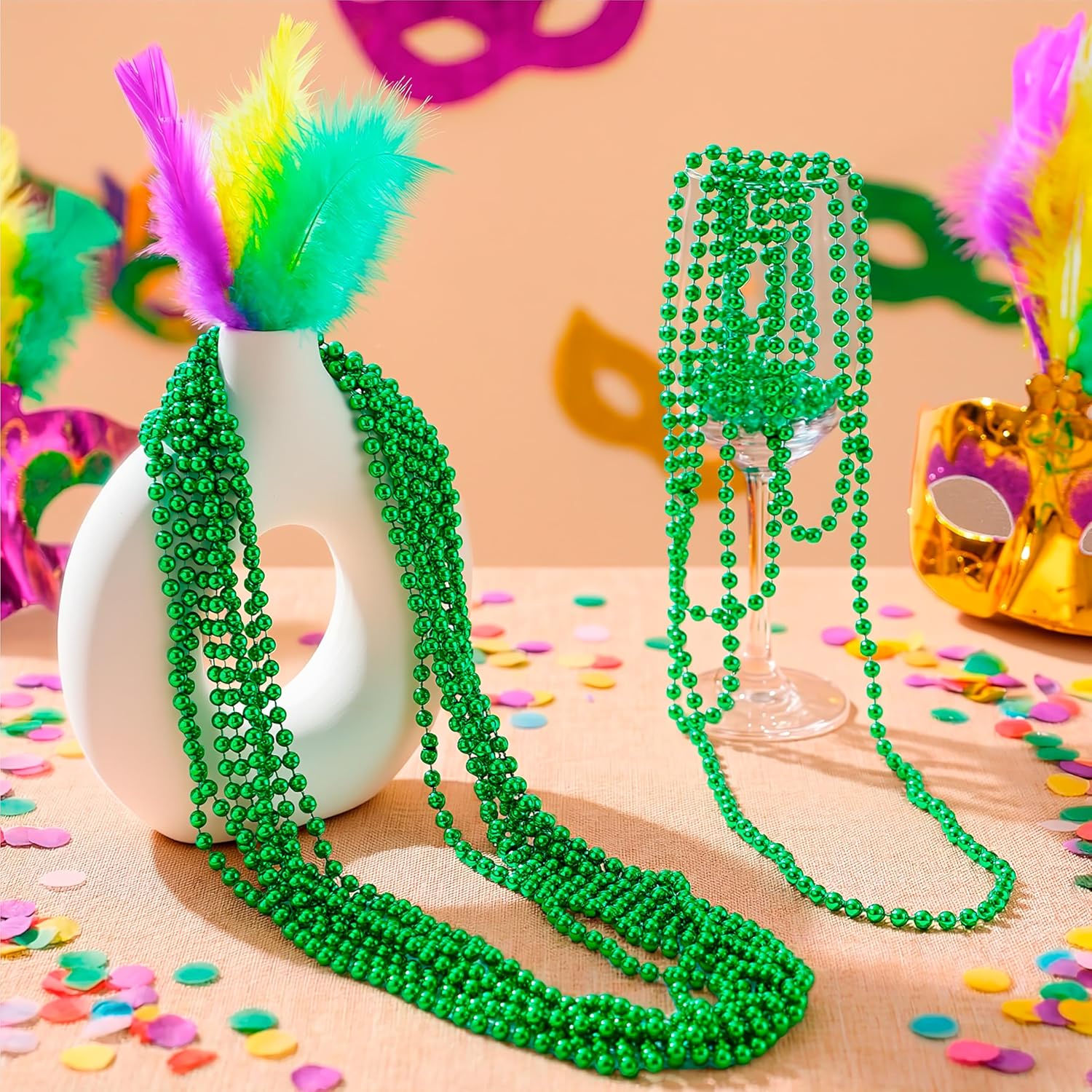 JOYIN 12 Pcs Mardi Gras Gold Green Purple Bead Necklaces, Multi Metallic Colors Necklace Set for Mardi Gras Party Favors Supplies, St. Patricks Day Costume Accessories Decorations - Image 7