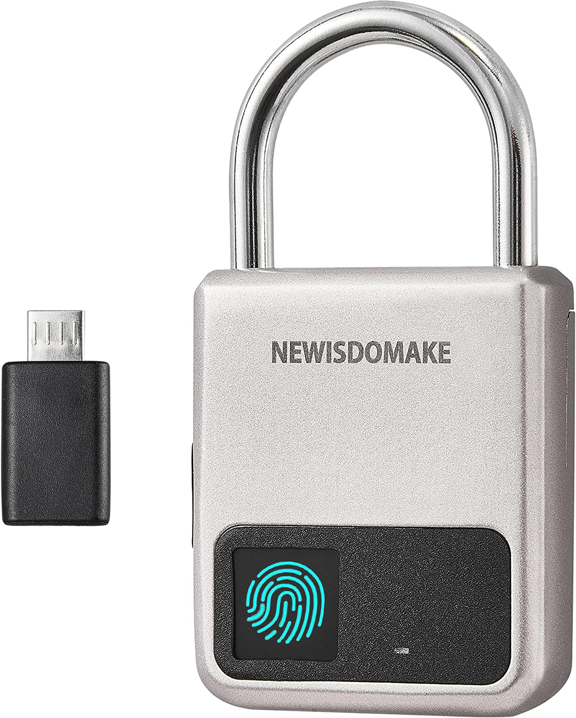 Fingerprint Padlock, Smart Padlock with USB Charging Support, Fingerprint Lock, Biometric Lock Suitable for Luggage, Bookcase, Suitcase, Backpack, Bike, School Locker, Gym Locker Lock(Gold)