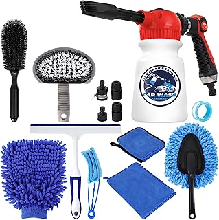 LUYE Car Wash Kit with Foam Gun, Car Cleaning Kit with Wheel Brush, Duster, Window Squeegee, Microfiber Wash Mitt & Towel,...