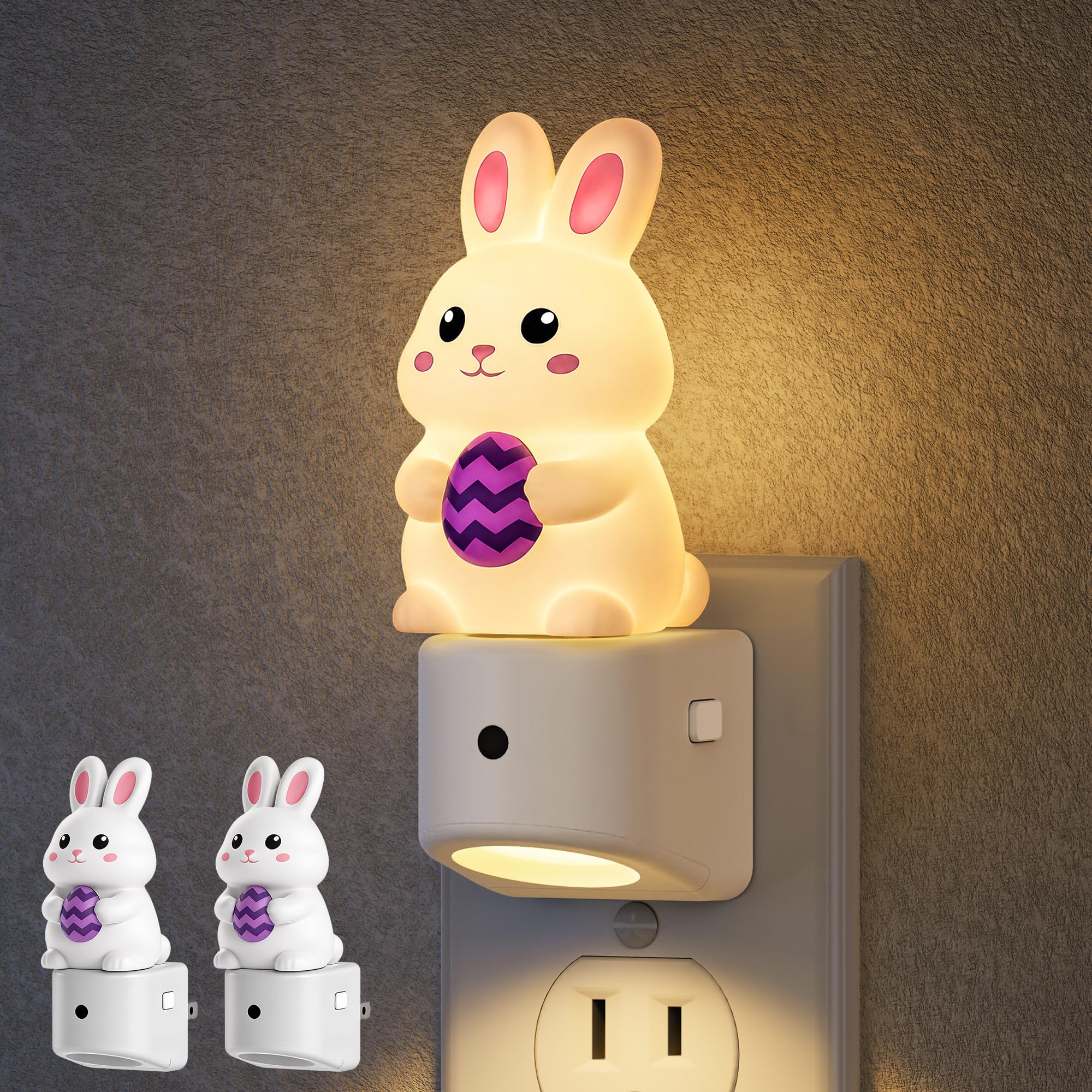 DORESshop Night Light for Kids,Bunny Night Lights Plug into Wall,2 Pack