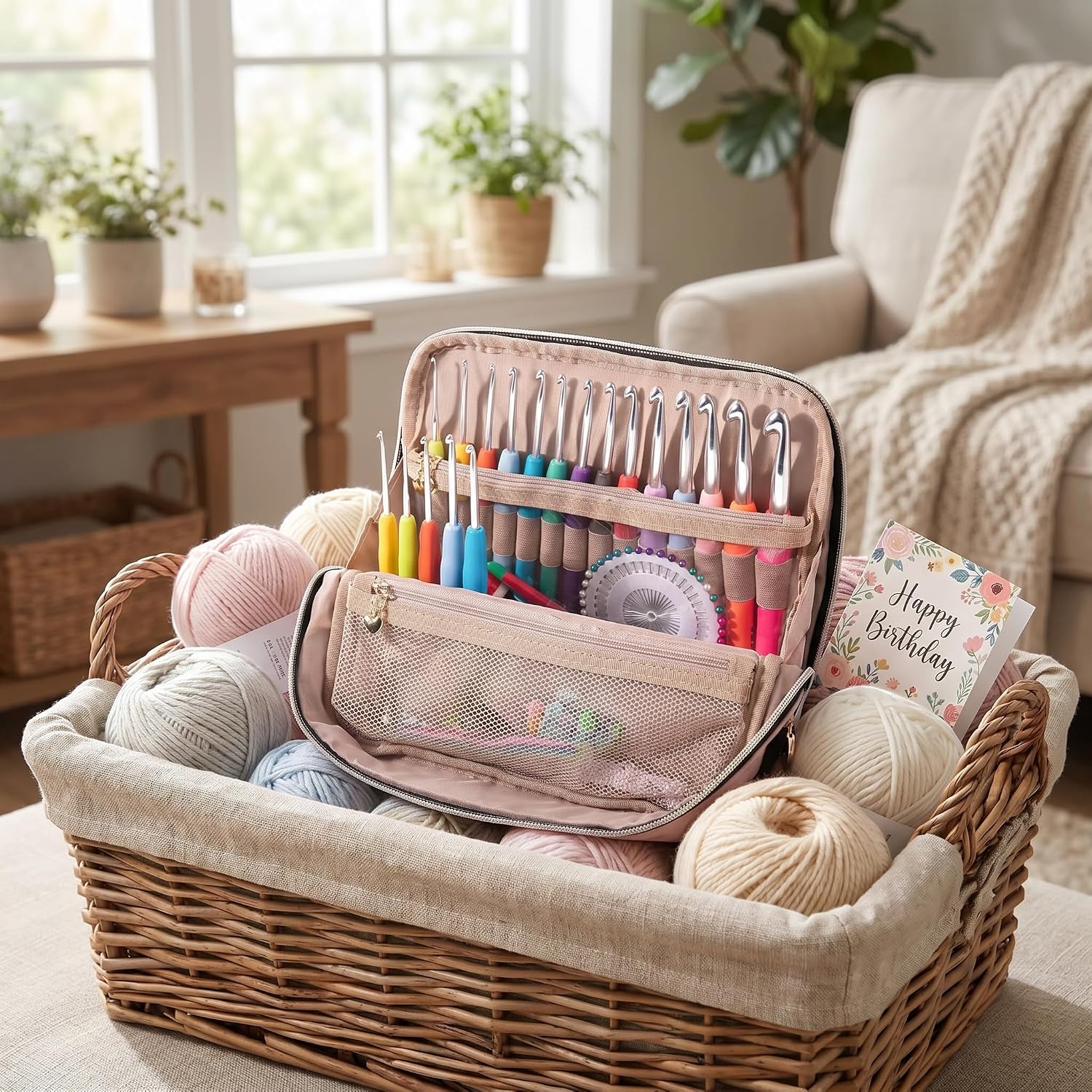 Empty Crochet Hook Case, Ergonomic Crochet Hooks with Crochet Case Stand Up - Crochet Hook Organize with 30 Slots for Hooks & Needles, Accessories, Crochet Lovers, Crochet Kit for Beginners