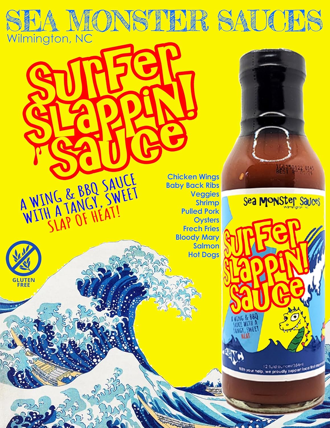 Sea Monster Sauces Sampler - 1 Bottle Surfer Slappin! Sauce - 1 Bottle Danger Berry - 1 Bottle Lift Up Hot Sauce