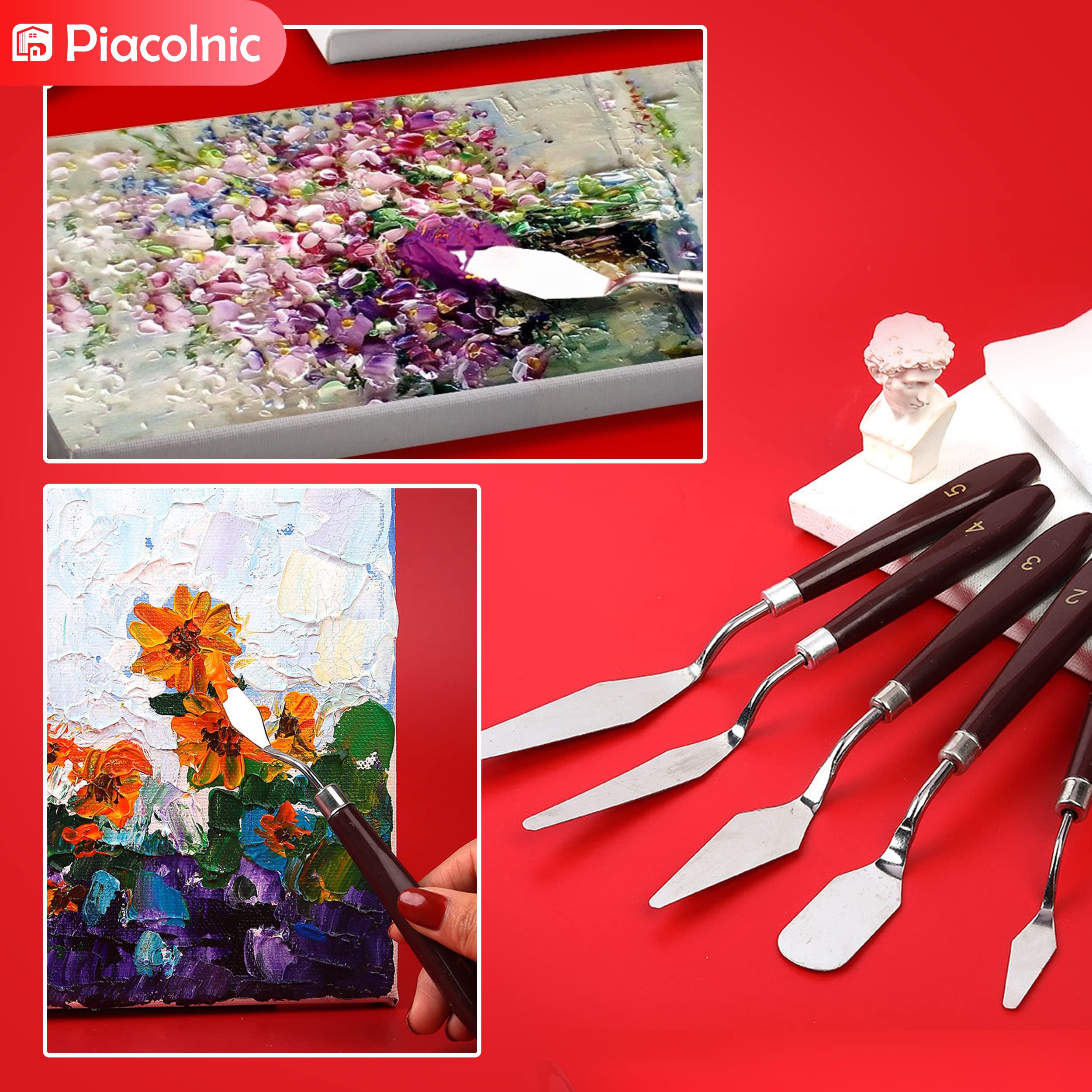 Set 5 Spatole Per Pittura A Olio - Coltelli Per Artisti In Acciaio Inox - Foto 3