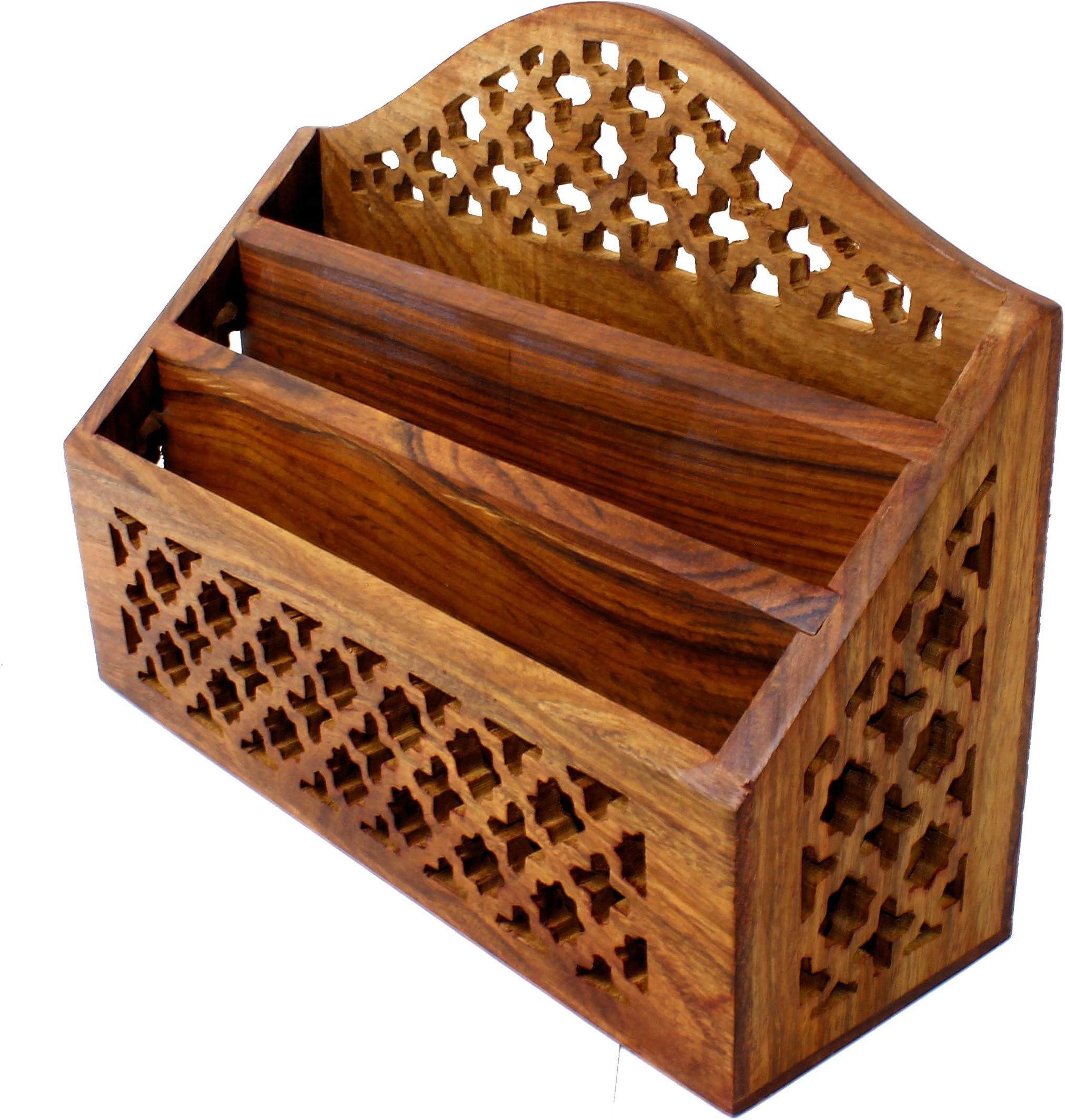 Letter Rack Vintage Desk Wooden Hand Carved Holder Barroon Jali Urban Home
