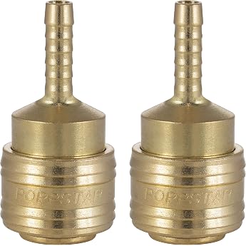 Poppstar 2x Quick Coupling Compressed Air NW 7.2 with Hose Nozzle for Hoses with LW 6 mm for Compressed Air Connection