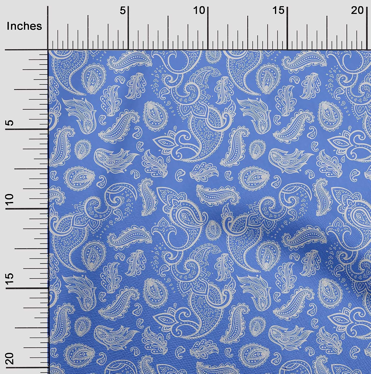 oneOone Cotton Flex Medium Blue Fabric Block Sewing Fabric by The Yard Printed DIY Clothing Sewing Supplies 40 Inch Wide-7C