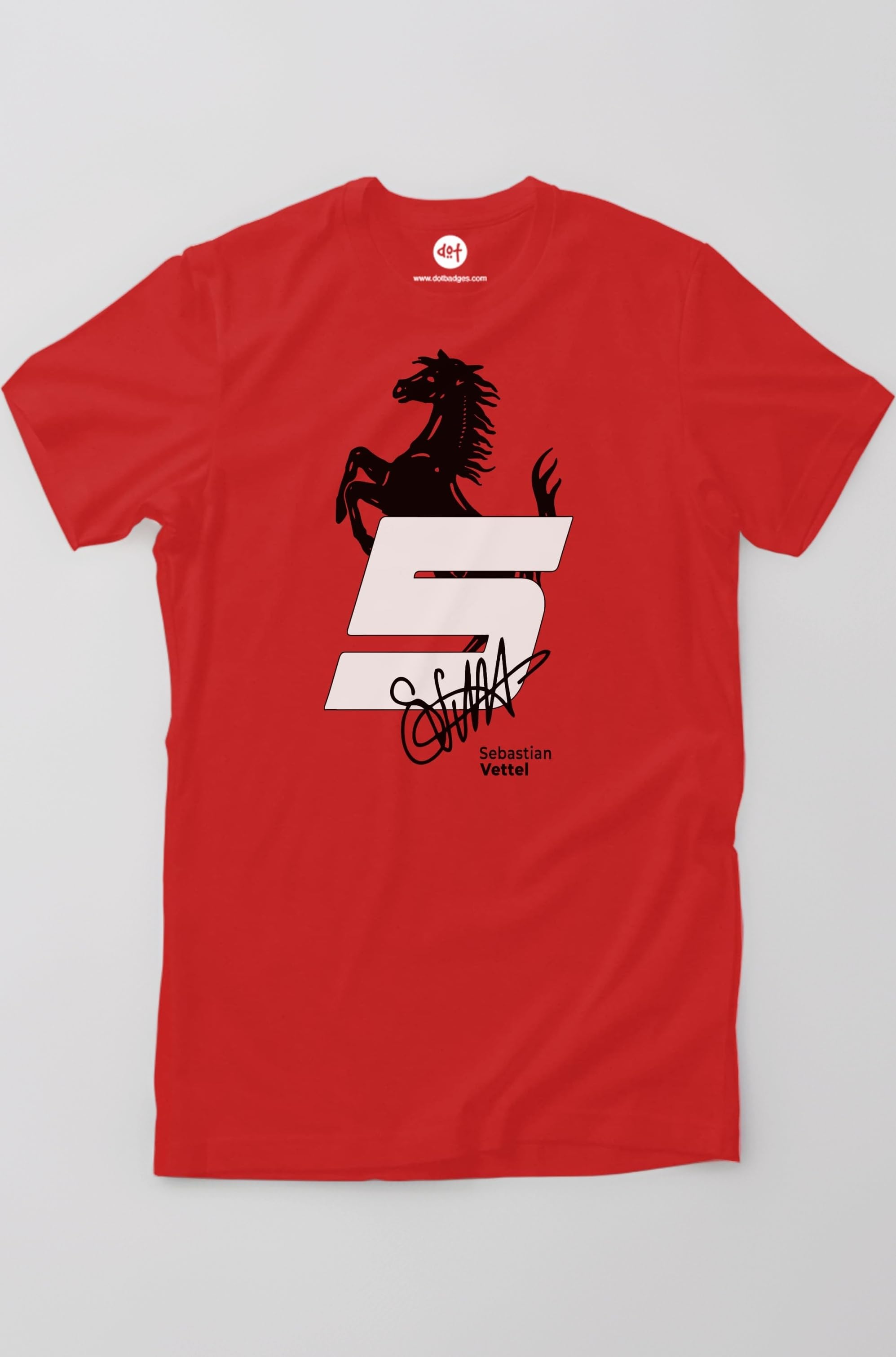 Dot Badges Sebastian Vettel Formula One F1 - Red - for Casual Motorsport Branded Street wear for Men and Women T-Shirt Clothing Merchandise