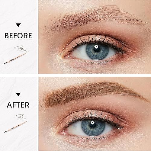 Miniatura 6 de Lápiz de cejas orgánico, marrón medio, lápiz de cejas impermeable, cepillo de cejas de doble cara para cosméticos de maquillaje facial (104 marrón