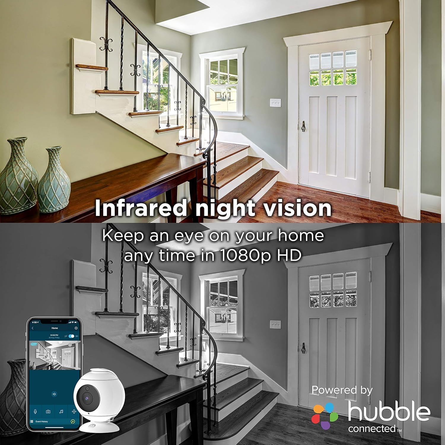 Motorola FOCUS89-2W camera demonstrating infrared night vision in a dark room