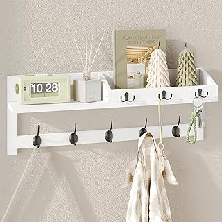 AMBIRD Wall Hooks with Shelf, 26.57 Inch Entryway Wood Coat Hooks for Wa...
