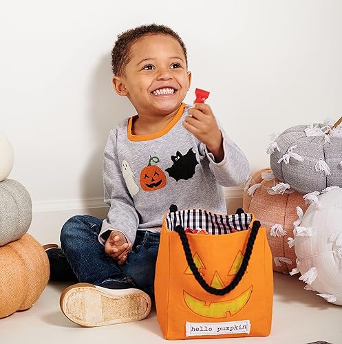 Miniatura 7 de Mud Pie Bolsa de dulces con luz LED de Halloween para niños, calabaza, 7 12 x 7 pulgadas