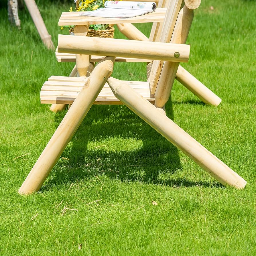 Amazon.com: Outsunny 2-Seat Wooden Adirondack Chair, Patio