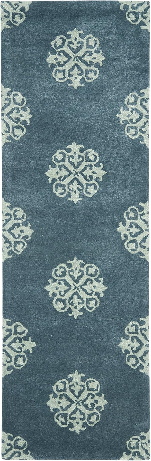 SAFAVIEH Soho Collection Runner Rug - 2'6" x 12', Blue, Handmade Wool, Ideal for High Traffic Areas in Living Room, Bedroom (SOH424B)
