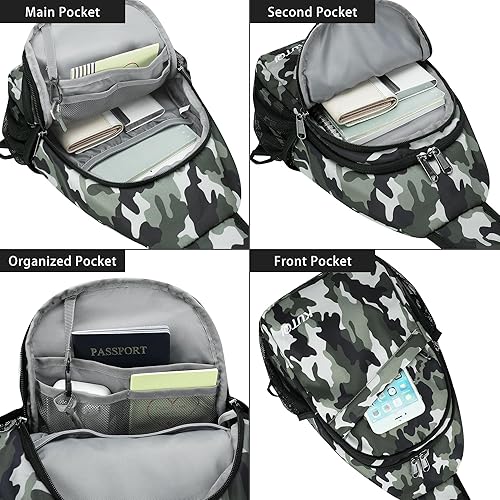 Miniatura 3 de KUTQI Mochila cruzada para mujeres y hombres, multiusos, artículos esenciales de viaje, senderismo, bolsa de pecho