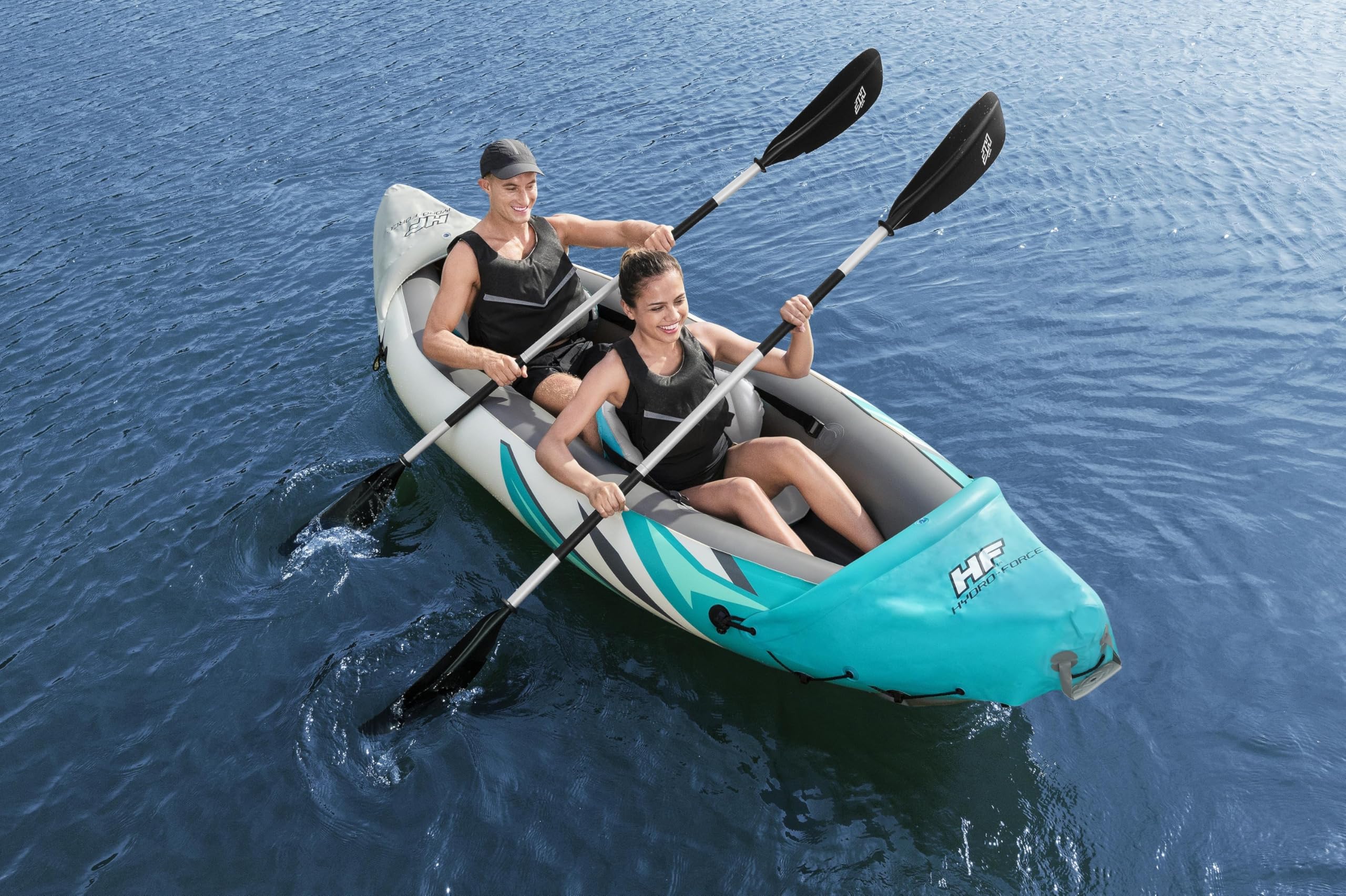 Bestway Hydro-Force Rapid Elite - Kayak gonfiabile per 2 persone, include kayak, 2 pagaie in alluminio, pompa a mano, 2 pinne e borsa per il trasporto